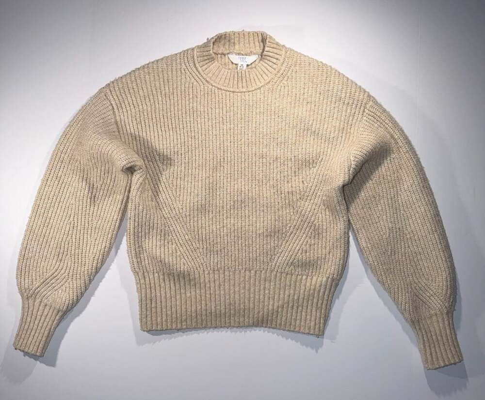 Time and Tru Beige Ribbed Mock Neck Sweater XS